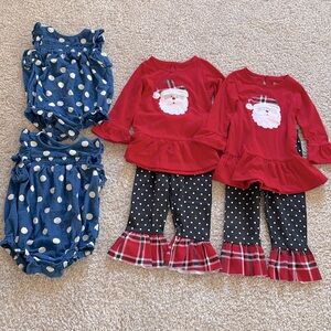 Blue rompers and Christmas set